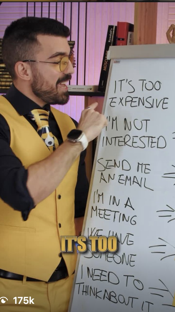 Six sales objections reel, 175K views